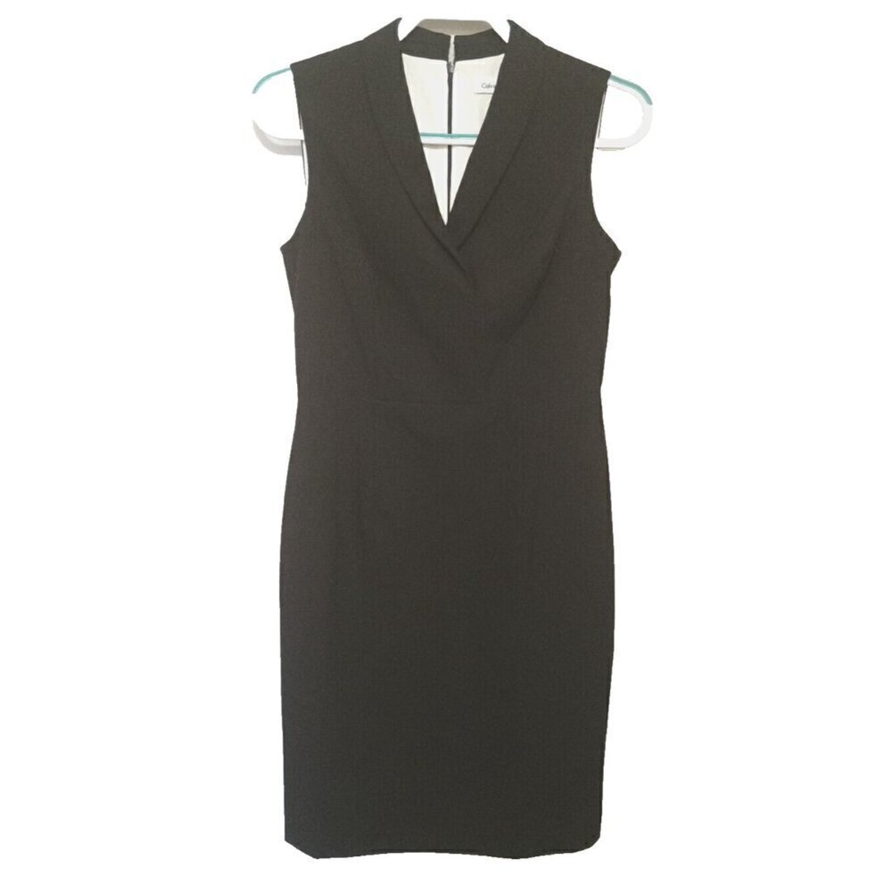 CALVIN KLEIN black sleeveless dress cotton polyester blend women's size 4